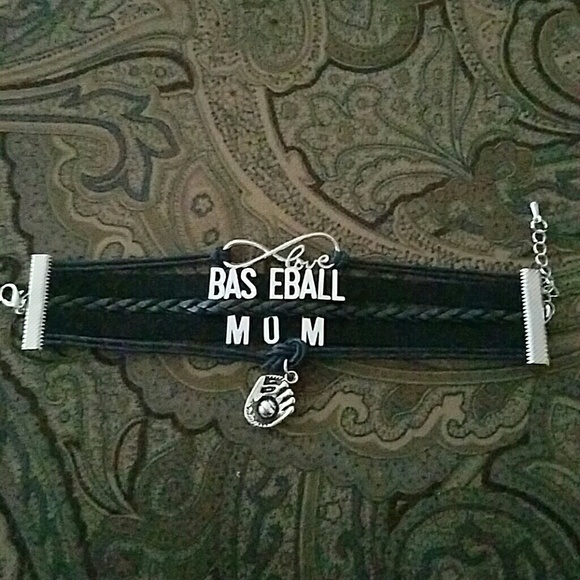 Baseball Mom leather bracelet