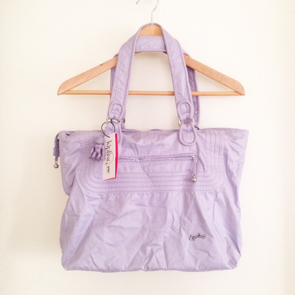 Kipling Purple Zippered Tote Bag