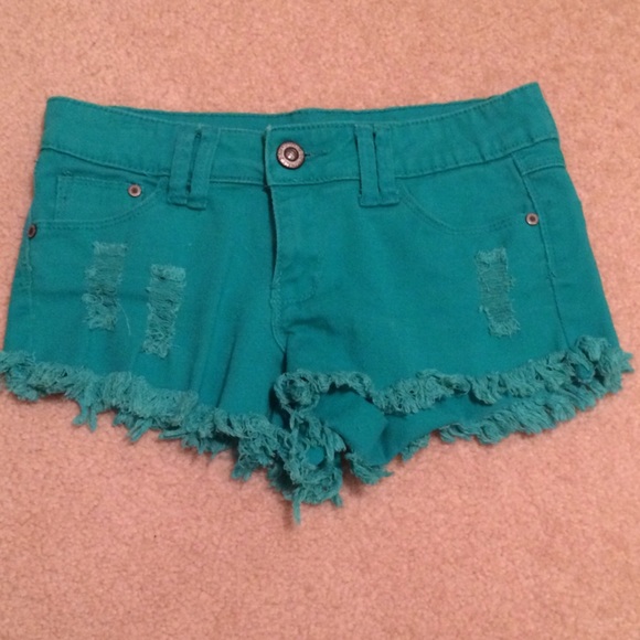 Green Distressed shorts