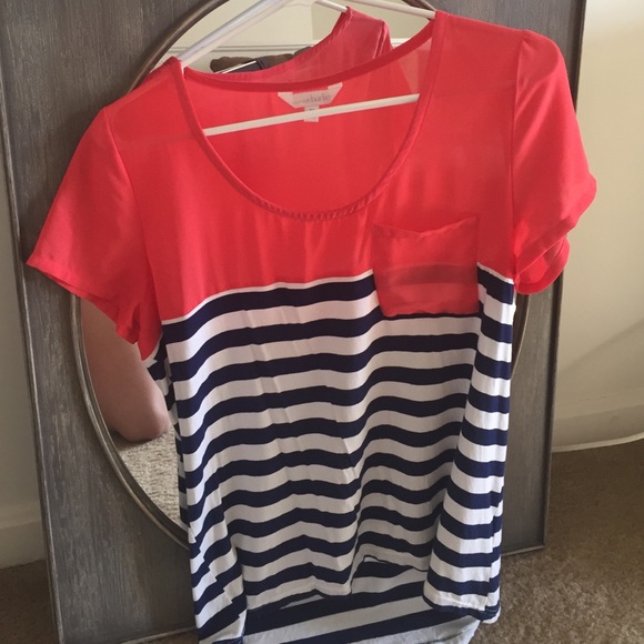 Nautical themed blouse with pocket