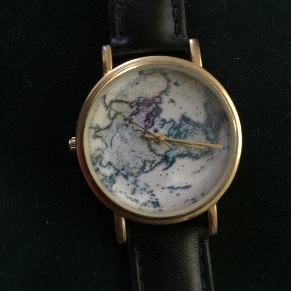 Cute World Map (Pangaea) Genuine Leather Watch