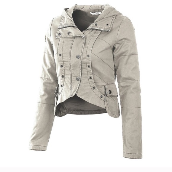 Bomber snap hooded jacket