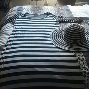 Stripe cream and black dress