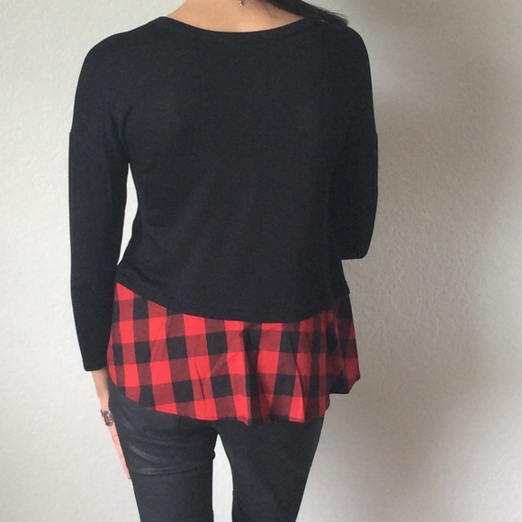Black Top w/Plaid Layer Bottom - Picture 3 of 3