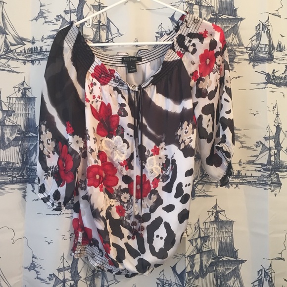 Sheer blouse with ties