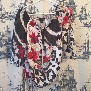 Sheer blouse with ties