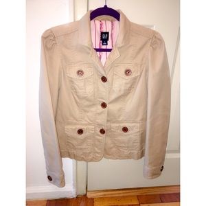 GAP Beige, Tan Safari Jacket, Brown Buttons - Sz 4