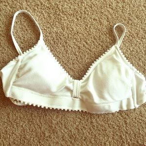 White pompom bathing suit bralette