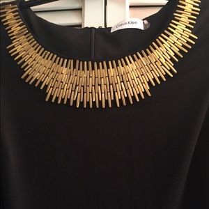 Calvin Klein embellished gold necklace dress