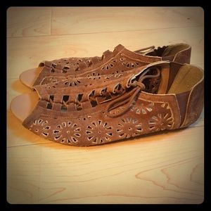 Ecote lace-up peep-toe sandals.