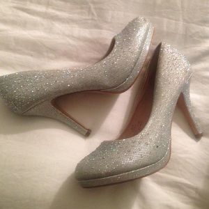 Silver Sparkle Heels size 8