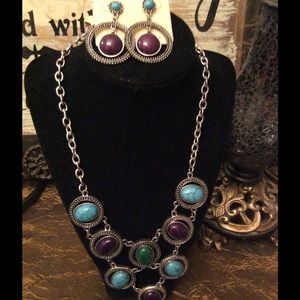 2 PC necklace set great with lots of color,