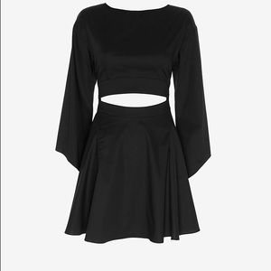 Intermix Black Bell Sleeve Mid-riff Dress