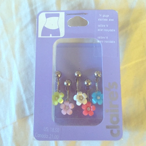 5 flower belly rings