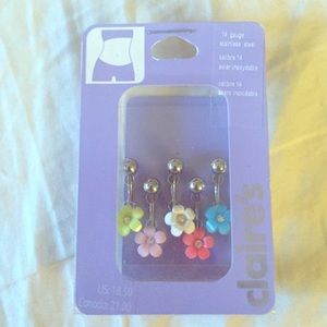 5 flower belly rings