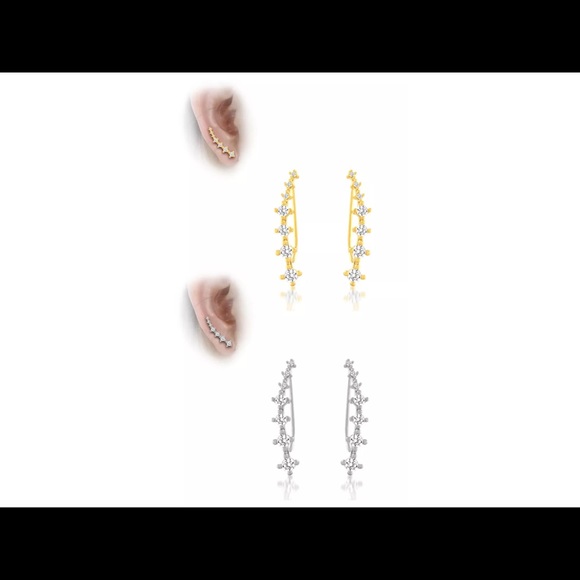 .925 Sterling Silver CZ Gradual Climber Earrings