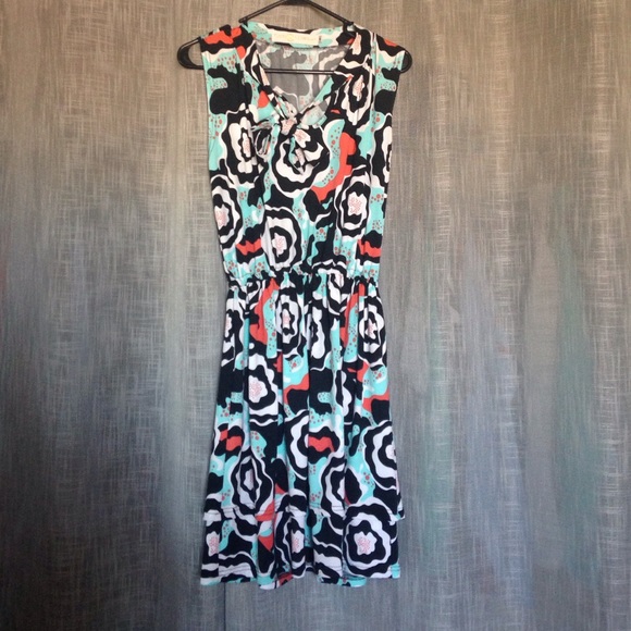 Black, Mint, and Orange floral dress