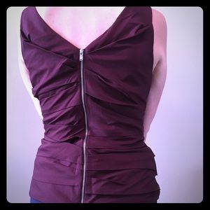 Ann Taylor plum top with exposed back zipper! NWT!