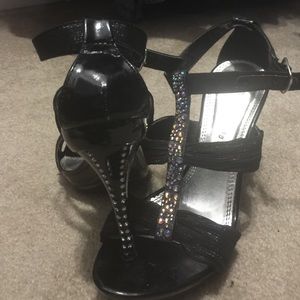 Black rhinestone heels 3 1/2 to 4 inch heel