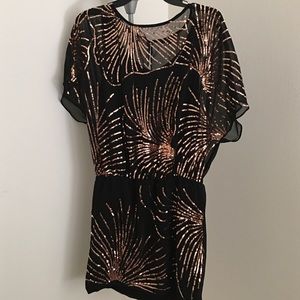 Black and Gold Sequin Party Dress by ANGL