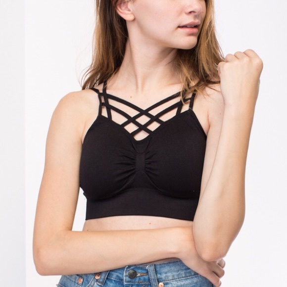 Strappy Cage Bralette in Black - Picture 2 of 4