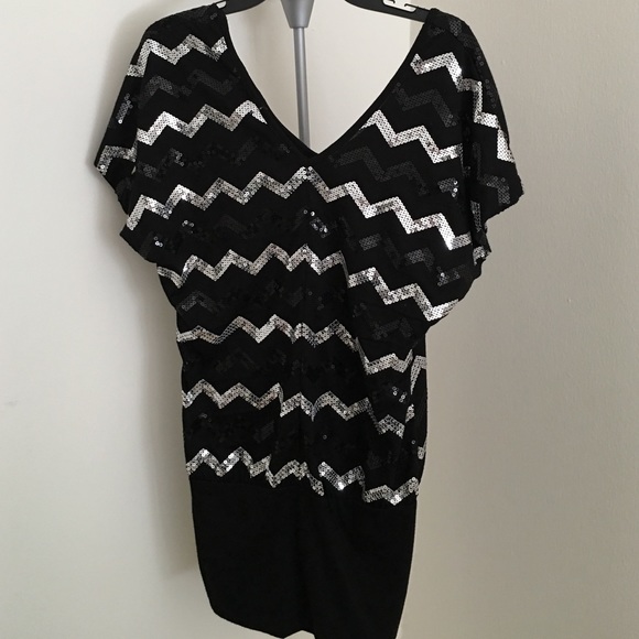 Black and Silver Sequin Party Dress