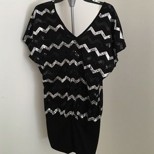 Black and Silver Sequin Party Dress