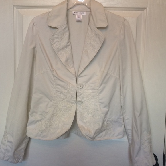 White House Black Market bone embroidered blazer