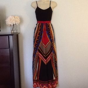 Tribal print full length maxi skirt .New