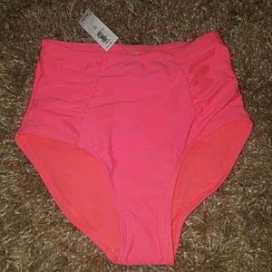 Hot pink/orange high waisted swim bottoms NWT