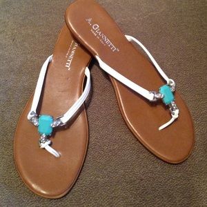 Semi fancy turquoise and white Sandals
