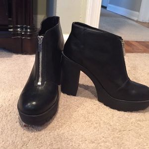 Black platform ankle boots