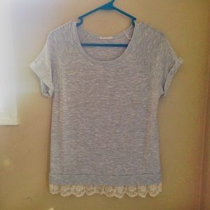 Modcloth Le Lis Slubby Sweater Tee with Lace Trim