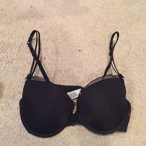 plain black bra with lacy fringe