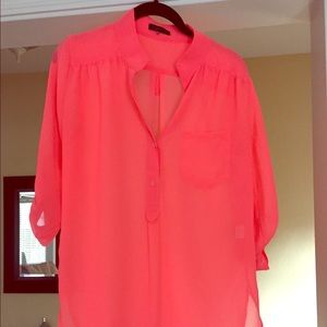 Pink Chiffon Tulip Hem Blouse