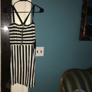 Black and white striped dress