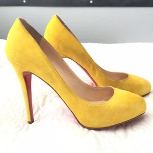 Christian Louboutin Yellow Suede Pumps