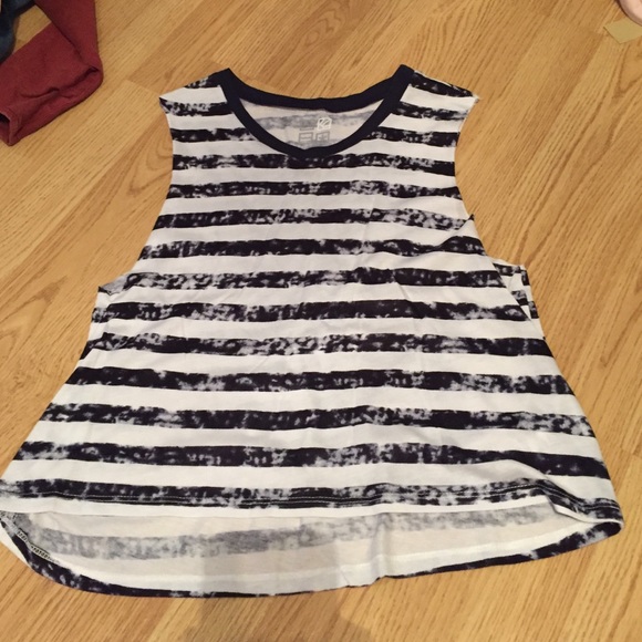 white and navy stripped tank