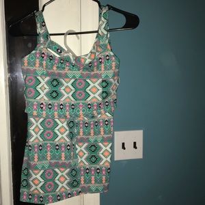 Tribal print crop top with matching skirt