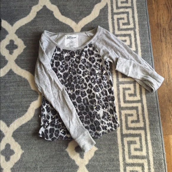 Sequin leopard print sweater from express