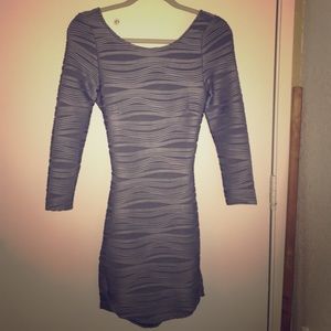 Gray long sleeve party dress. Body con