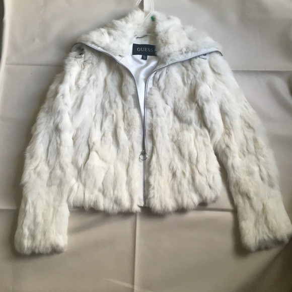 Guess Jackets & Blazers - ⚡️CLOSET SALE⚡️White Guess Faux Fur Coat
