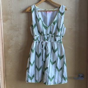 Surf Electric (UO) white and green chevron dress