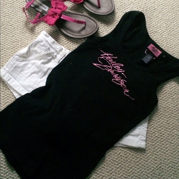 Harley-Davidson tank w/ pink embroidered design