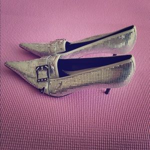 silver pointy heels! Size 8