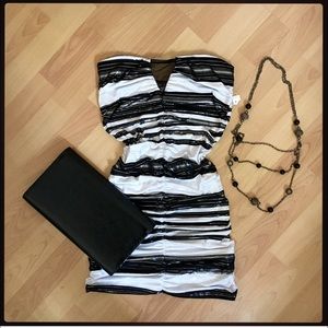 Strapless black and silver dress