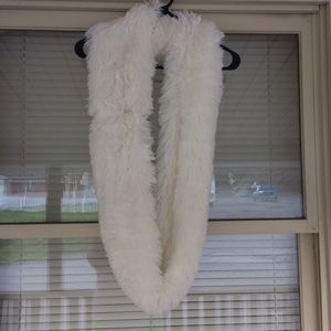 Furry White Infinity Scarf