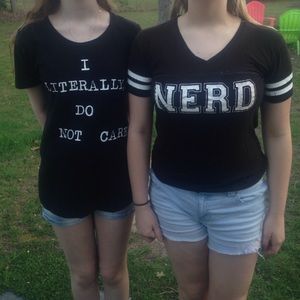Bundle: nerd shirt and "i literally dont care" tee