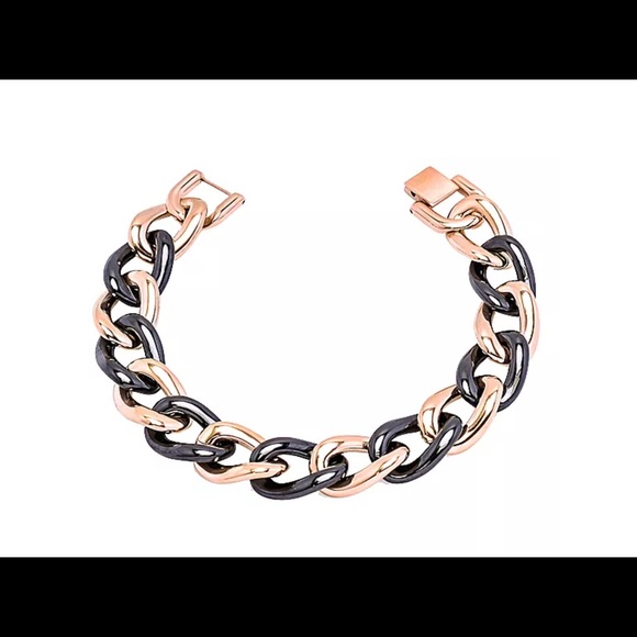 Black Ceramic & Rose Gold Plated Bracelet