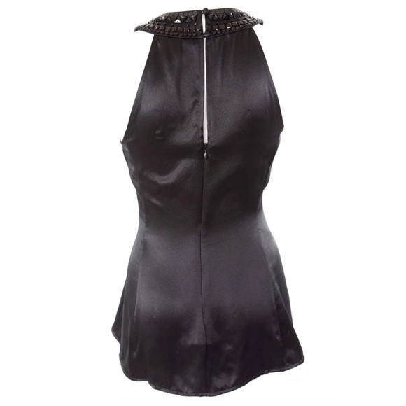 BCBGMaxAzria Black Silk Beaded Halter Top - Picture 3 of 4